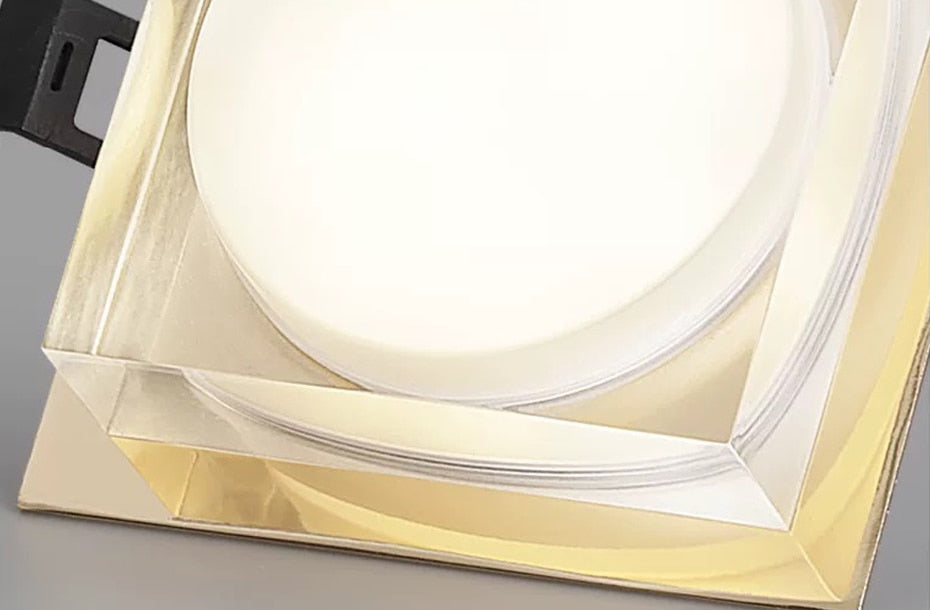 New Square Dimming LED Crystal Downlight LED Ceiling Spot Light Gold/Chrome recessed lamp kitchen Lighting for home decoration