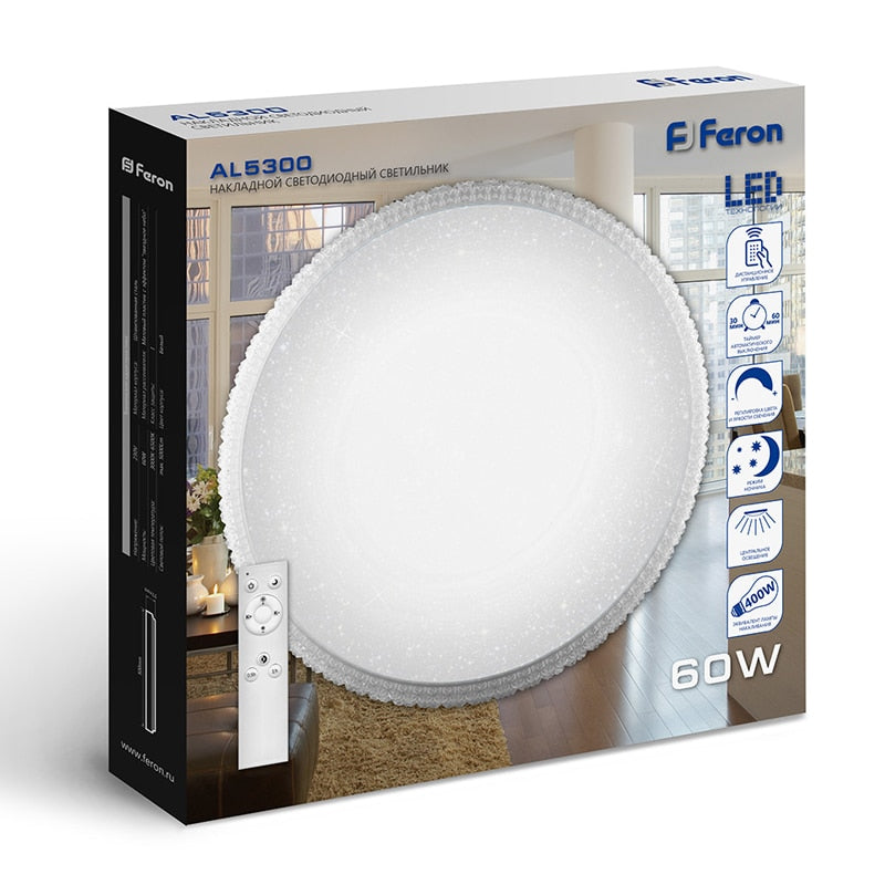 Led controlled downlight overhead Feron al5300 plate 60W 3000K-6500K White 440x77 brillant