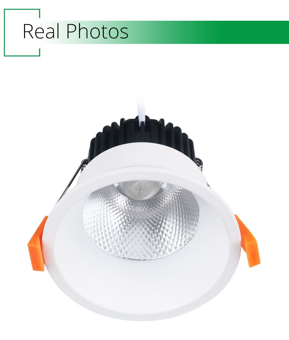 White Ceiling LED Recessed Downlight 7W 12W 18W Dimmable Spot Down Light Aluminum AC Kitchen Lamp COB Foyer Lighting Round Lamp