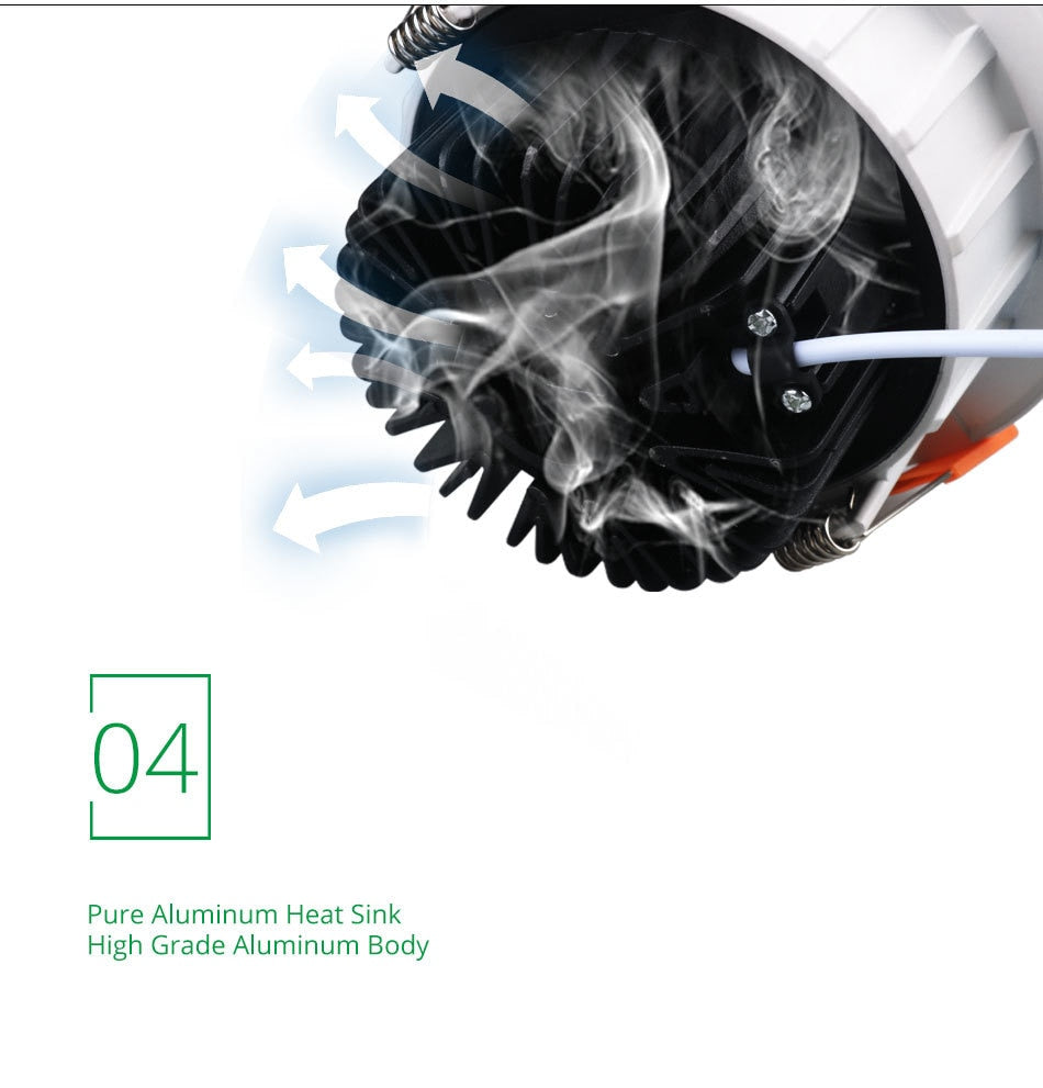 White Ceiling LED Recessed Downlight 7W 12W 18W Dimmable Spot Down Light Aluminum AC Kitchen Lamp COB Foyer Lighting Round Lamp