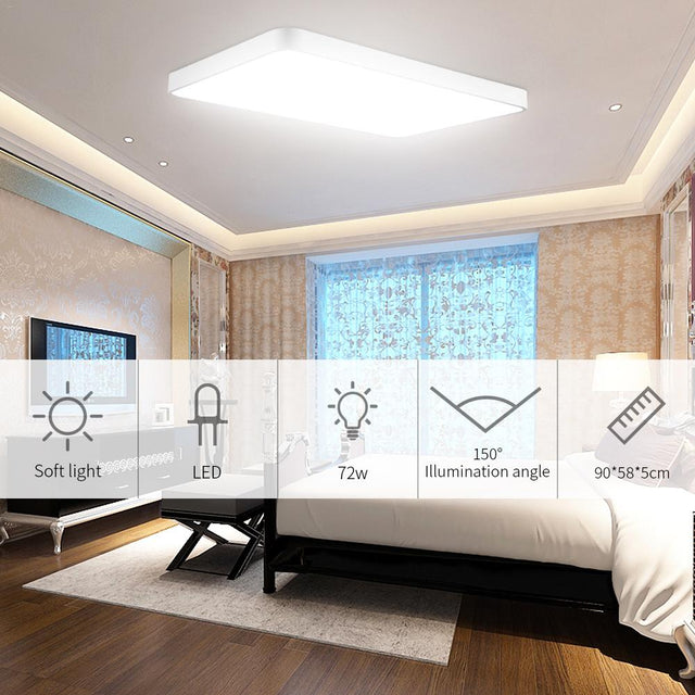 Ultra Thin Square LED Panel Light 72W LED Surface Ceiling Downlight Lamp For Bathroom Kitchen Living Lamp Day/Warm White Dimmable