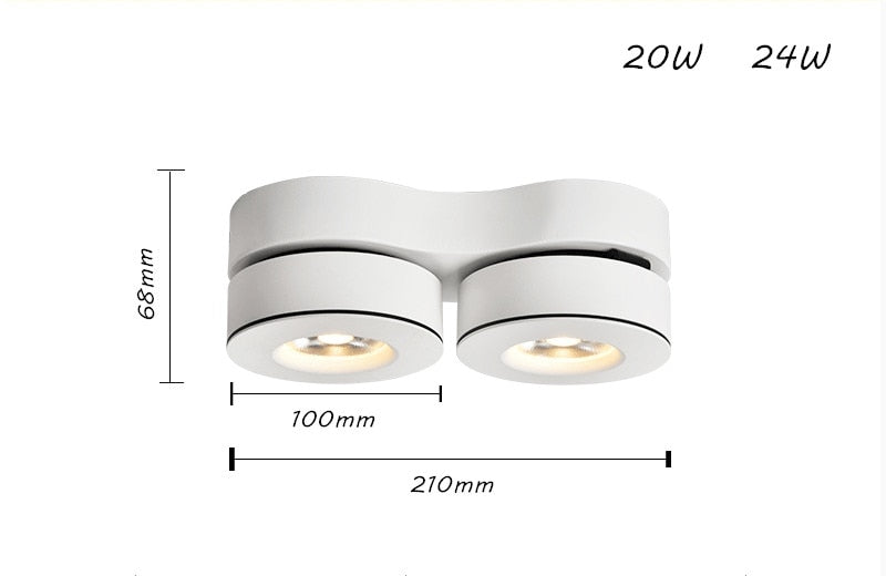 Dimmable Surface Mounted LED Downlights Angle Adjustable COB Ceiling Lamp Spot Lights 24w 20w Rotating LED Light AC85-265V