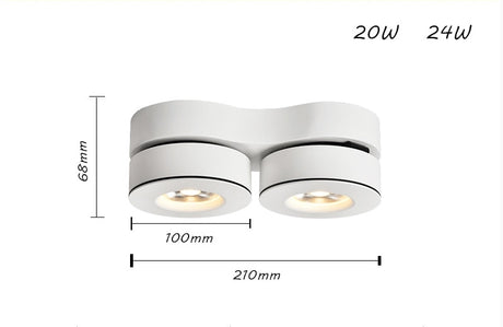 Dimmable Surface Mounted LED Downlights Angle Adjustable COB Ceiling Lamp Spot Lights 24w 20w Rotating LED Light AC85-265V