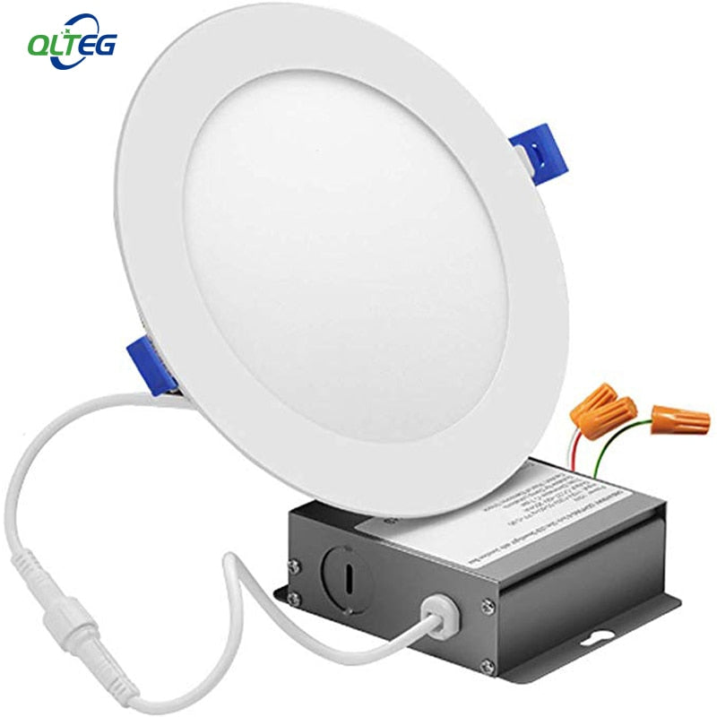 QLTEG 20pcs LED downlight 3W 6W 9W 12W 15W 18W 24W IC Rated LED Recessed Low Profile Slim Round Panel Light with Junction Box