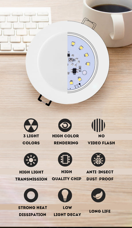  LED Downlight 3W 5W 7W Recessed Round LED Spot Lighting Bedroom Kitchen Indoor LED Down Light Lamp