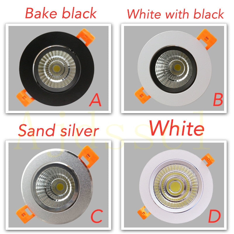 Downlight  LED Dimmable  Lamp 3w 5w 7W 12w 15w 20w  30w 40w Cob Led Spot 220V/110V Ceiling Recessed round panel light