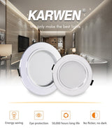 KARWEN LED Downlight AC 220V 230V 240V 5W 9W 12W 15W 18W Ceiling light White Body Led spotlight for living room kitchen