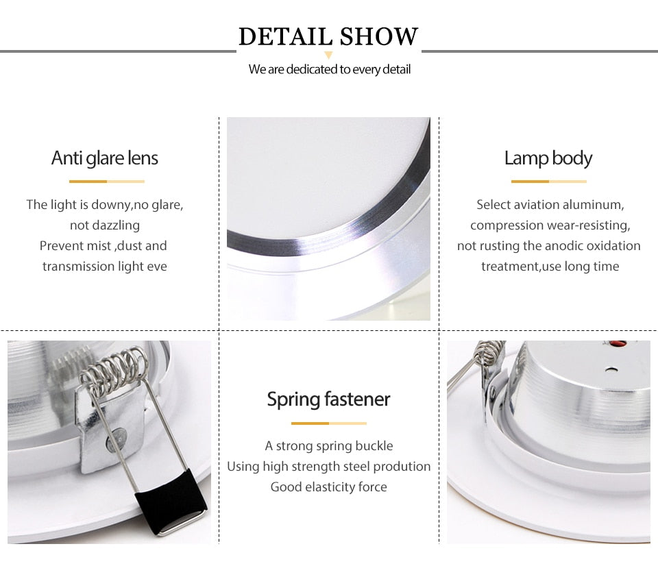 KARWEN LED Downlight AC 220V 230V 240V 5W 9W 12W 15W 18W Ceiling light White Body Led spotlight for living room kitchen