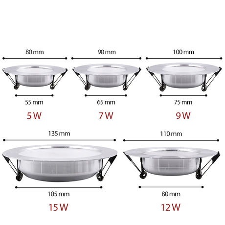 LED Downlight 5W 7W 9W 12W 15W Recessed Round LED Ceiling Lamp AC 220V 230V 240V Warm White Cold White Indoor Lighting