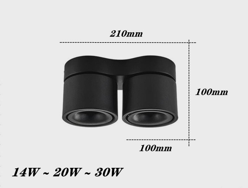 Dimmable Folding Rotating 360° LED Downlights 14W 20W 30W COB LED Ceiling Spot Lights AC85~265V LED Wall Lamps Indoor Lighting