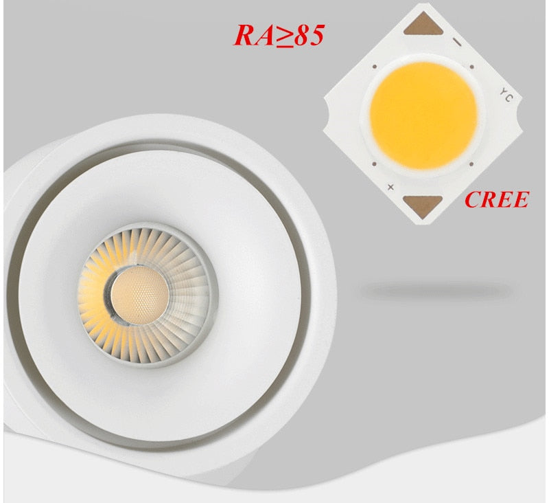 Dimmable Rotating Surface Mounted LED Downlights 20W 24W 30W 36W COB LED Ceiling Lamp Spot Lights AC85~265V LED Indoor Lighting