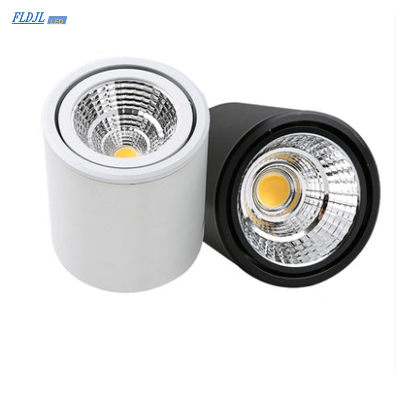 Dimmable LED downlight COB spotlight AC85-265V 5W 7W 12W 20W 25W adjustable angle aluminum surface mounted light indoor lighting