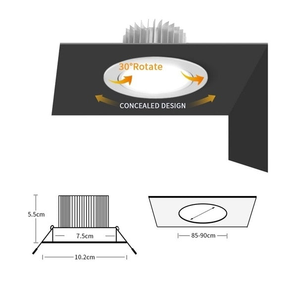 JUNEJOUR 10 PCS 3/5/7W 220-240V Dimmable LED Ceiling Downlight Recessed Cabinet Wall Spot Light Down Lamp Spot Light