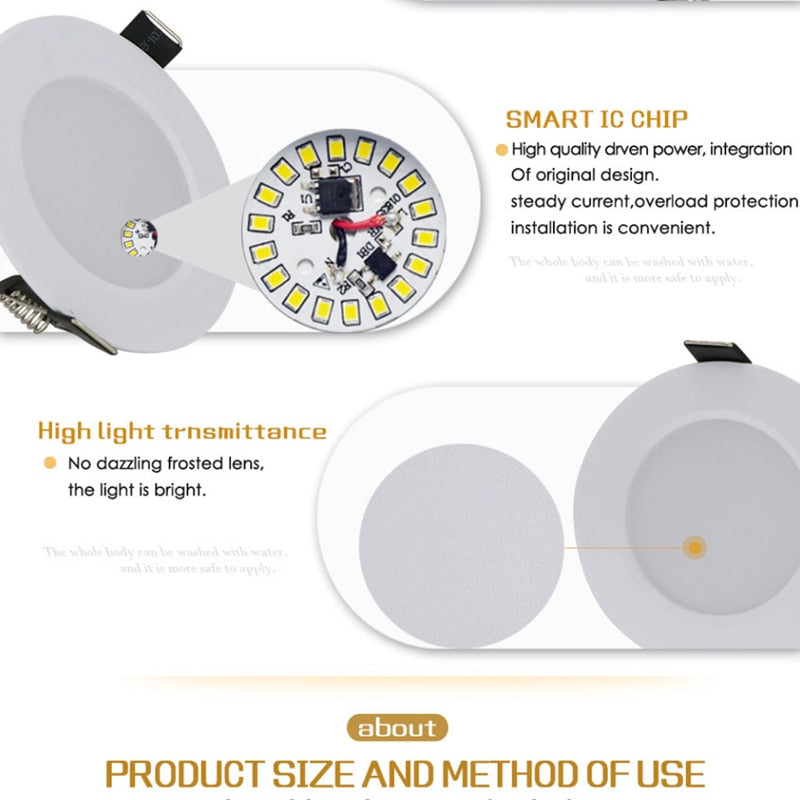 LED downlight 4pcs 7W/9W/12W/15W/18W/24W Dimmable Driveless Recessed LED Ceiling Downlight Spot light For Home Lighting Decoration Warm White