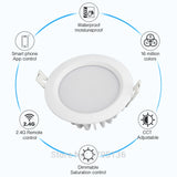 LED 6W RGB+CCT Waterproof led downlights IP54 110V 220v Moistureproof smart Led light recessed led ceiling for living room bathroom