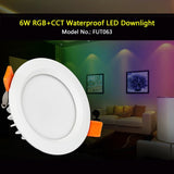LED 6W RGB+CCT Waterproof led downlights IP54 110V 220v Moistureproof smart Led light recessed led ceiling for living room bathroom