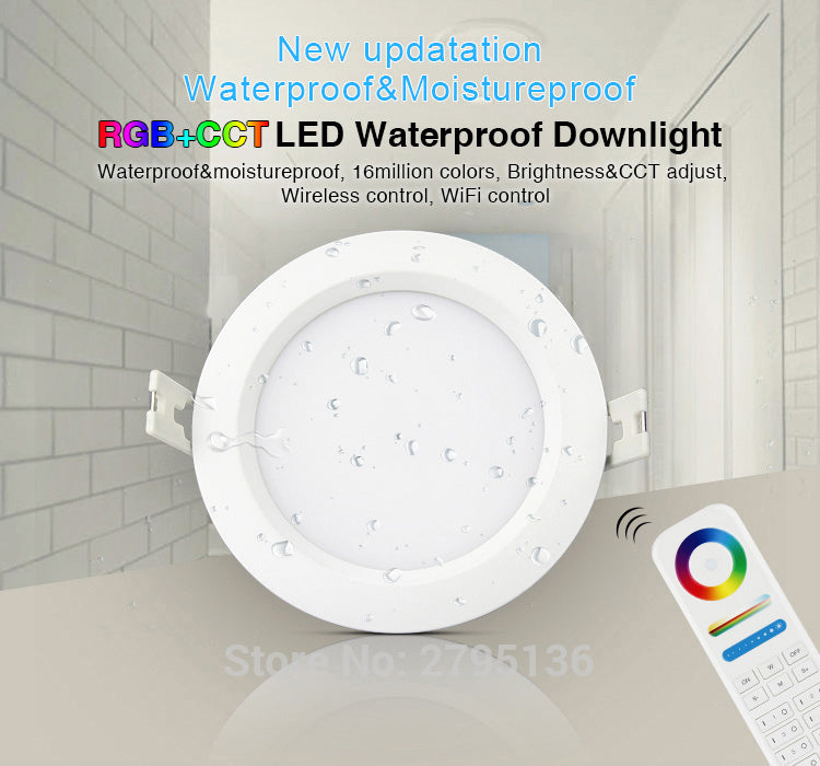 LED 6W RGB+CCT Waterproof led downlights IP54 110V 220v Moistureproof smart Led light recessed led ceiling for living room bathroom