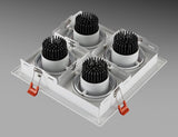 Dimmable super bright 4 heads recessed square LED Downlights COB 40W LED Spot lights LED decoration Ceiling Lamp AC85-265v