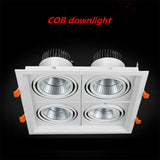 Dimmable super bright 4 heads recessed square LED Downlights COB 40W LED Spot lights LED decoration Ceiling Lamp AC85-265v