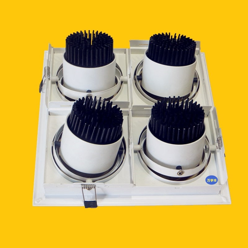 Dimmable super bright 4 heads recessed square LED Downlights COB 40W LED Spot lights LED decoration Ceiling Lamp AC85-265v
