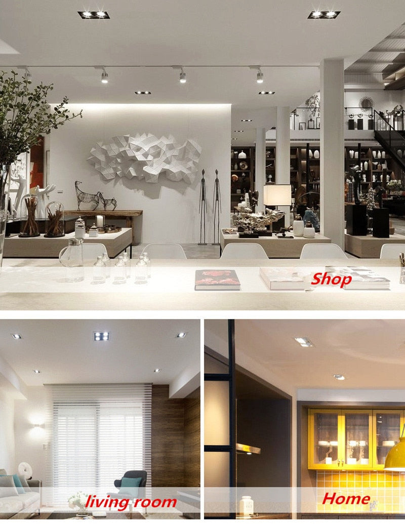 Dimmable super bright 4 heads recessed square LED Downlights COB 40W LED Spot lights LED decoration Ceiling Lamp AC85-265v