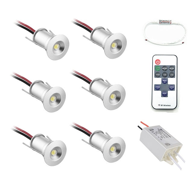 LED 12V Downlight Dimmable Spotlight IP65 Foco Led Stair Light 1W Cabinet Showcase Ceiling light with Remote Controller IP67 Driver