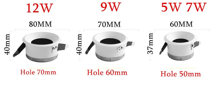 New 2020 Honeycomb Nest Anti Glare Lens COB Recessed Downlight 5W 7W 12W 15W Round LED Ceiling Spot Light Pic Background