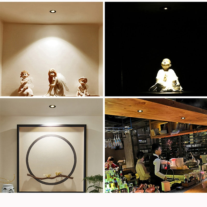 Silvery/Black/White/Golden Mini LED Downlights 1W 3W 20mm 85V-265V Jewelry Display Ceiling Recessed Cabinet Spot Lamp DC12 24V