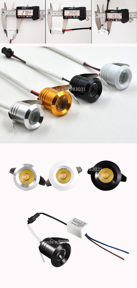 Silvery/Black/White/Golden Mini LED Downlights 1W 3W 20mm 85V-265V Jewelry Display Ceiling Recessed Cabinet Spot Lamp DC12 24V