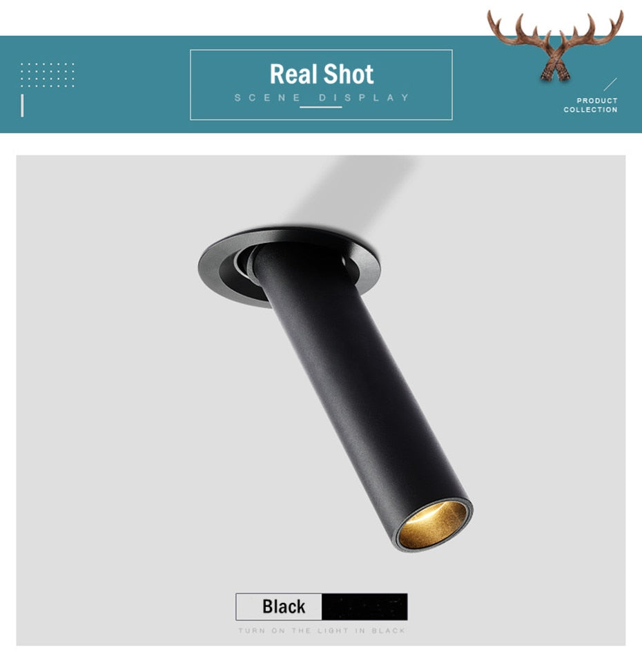 Modern Led Downlight 12W Long Tube Recessed In Ceiling Downlight Length 120mm 200mm Angle Adjustable Spot Lighting Led Spot Lamp