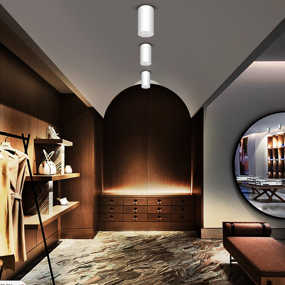 DBF Shining Reflector Surface Mounted Downlight 15W 20W AC85-265V White/Black Body Spot Light for Living Room Bedroom Hallway