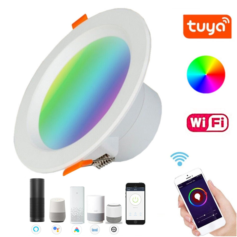 RGB LED Down Light WiFi Smart life Ceiling Downlight Phone App Control Warm Cold White Change Color by Alexa Google Home 5/7/9W