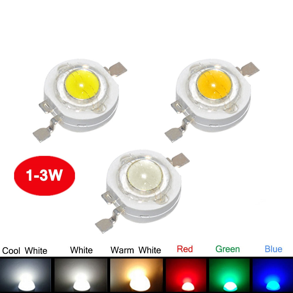 Real Full Watt 1W 3W High Power LED lamp Bulb Diodes 10-1000pcs SMD 110-120LM LEDs Chip For 3W - 18W Spot light Downlight