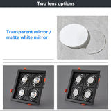 Dimmable super bright 4 heads recessed square LED Downlights COB 40W LED Spot lights LED decoration Ceiling Lamp AC85-265v