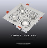 Dimmable super bright 4 heads recessed square LED Downlights COB 40W LED Spot lights LED decoration Ceiling Lamp AC85-265v