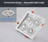Dimmable super bright 4 heads recessed square LED Downlights COB 40W LED Spot lights LED decoration Ceiling Lamp AC85-265v