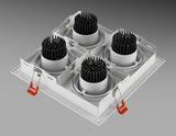 Dimmable super bright 4 heads recessed square LED Downlights COB 40W LED Spot lights LED decoration Ceiling Lamp AC85-265v