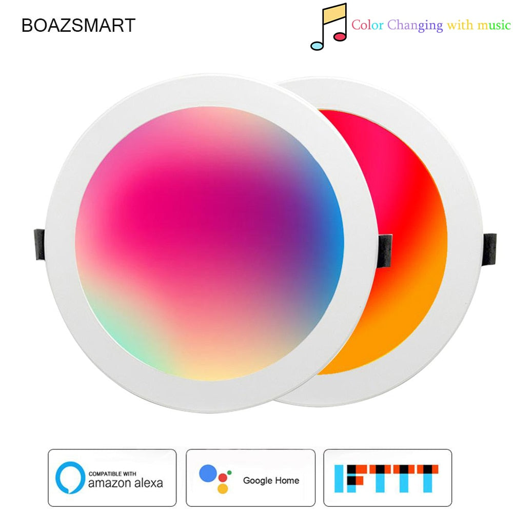 BOAZ 6 Inch Recessed Light Downlight 15w RGB CW Bluetooth Mesh Led Dimmable Ceiling Lamp Voice Control by Alexa Support Drop