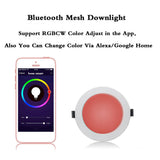BOAZ 6 Inch Recessed Light Downlight 15w RGB CW Bluetooth Mesh Led Dimmable Ceiling Lamp Voice Control by Alexa Support Drop