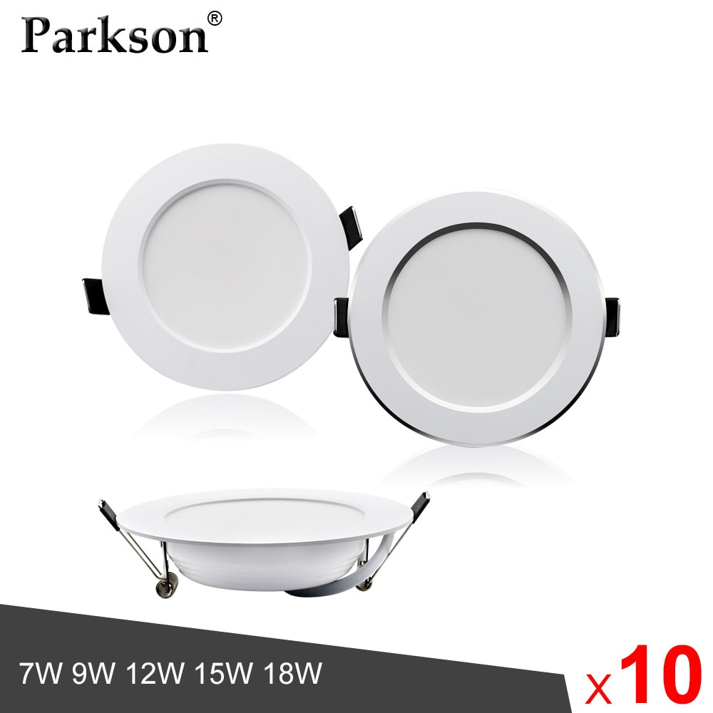LED Downlight 10Pcs 7W 9W 12W 15W 18W Waterproof AC 220V 240V Recessed Round LED Ceiling Lamp Indoor Lighting LED Spot Light