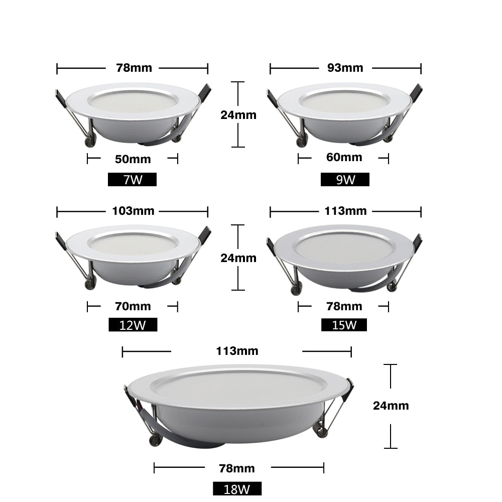 LED Downlight 10Pcs 7W 9W 12W 15W 18W Waterproof AC 220V 240V Recessed Round LED Ceiling Lamp Indoor Lighting LED Spot Light