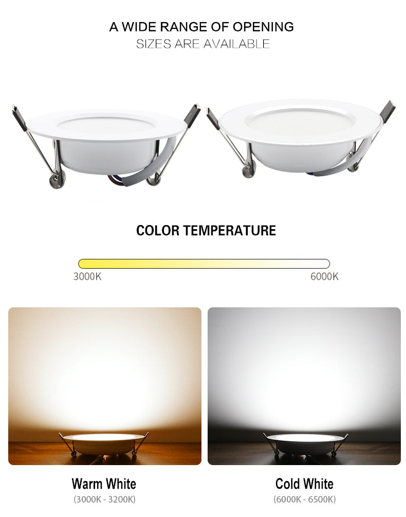 LED Downlight 10Pcs 7W 9W 12W 15W 18W Waterproof AC 220V 240V Recessed Round LED Ceiling Lamp Indoor Lighting LED Spot Light