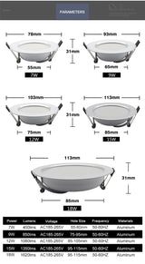 LED Downlight 10Pcs 7W 9W 12W 15W 18W Waterproof AC 220V 240V Recessed Round LED Ceiling Lamp Indoor Lighting LED Spot Light