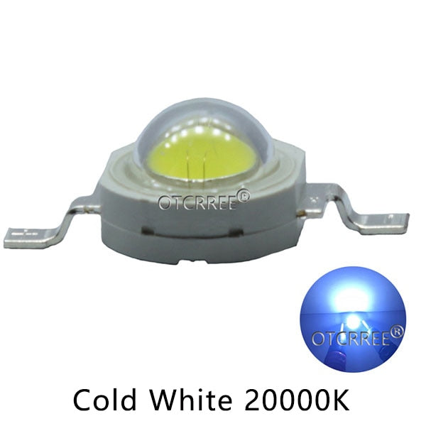 High Power LED Chip Light 100pcs 3W Beads Diode Cold Warm Neutral White 10000K 20000K Ice Blue For SpotLight Downlight Lamp Bulb