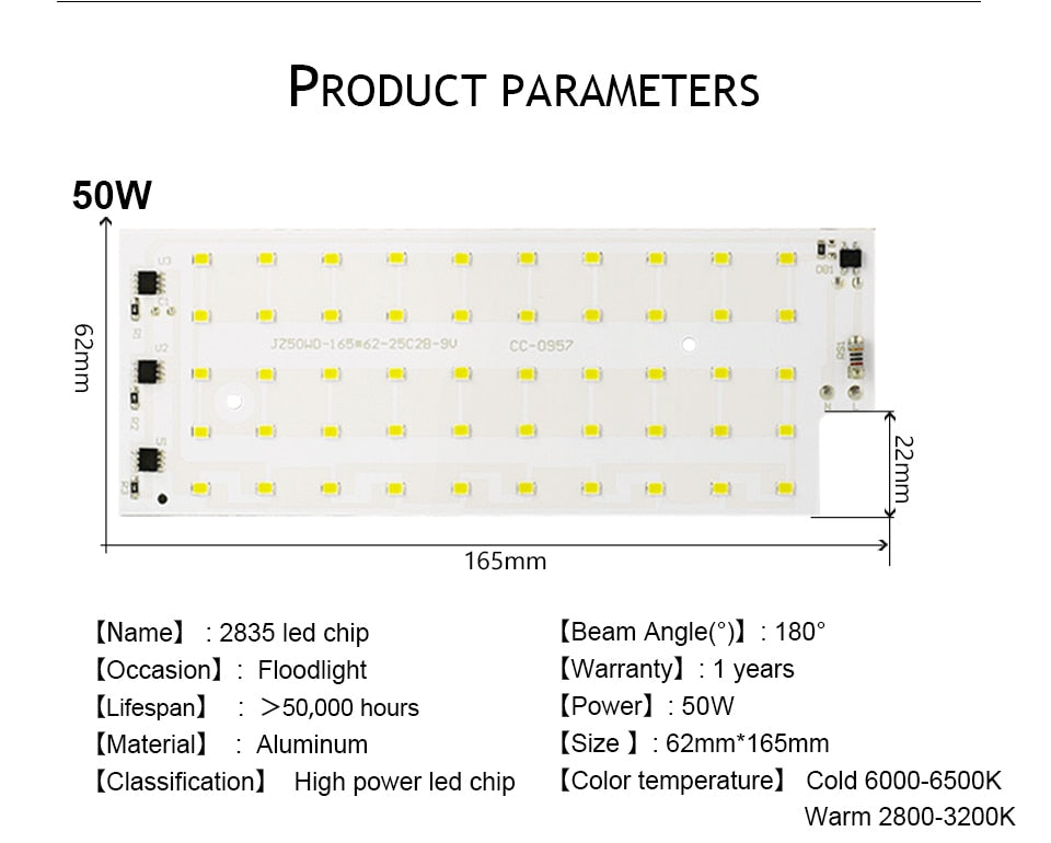 50W LED Chip AC 220V LED Floodlight SMD 2835 LED Lamp beads Spotlight For Flood Light Street Lamp Outdoor Lighting Chip diode