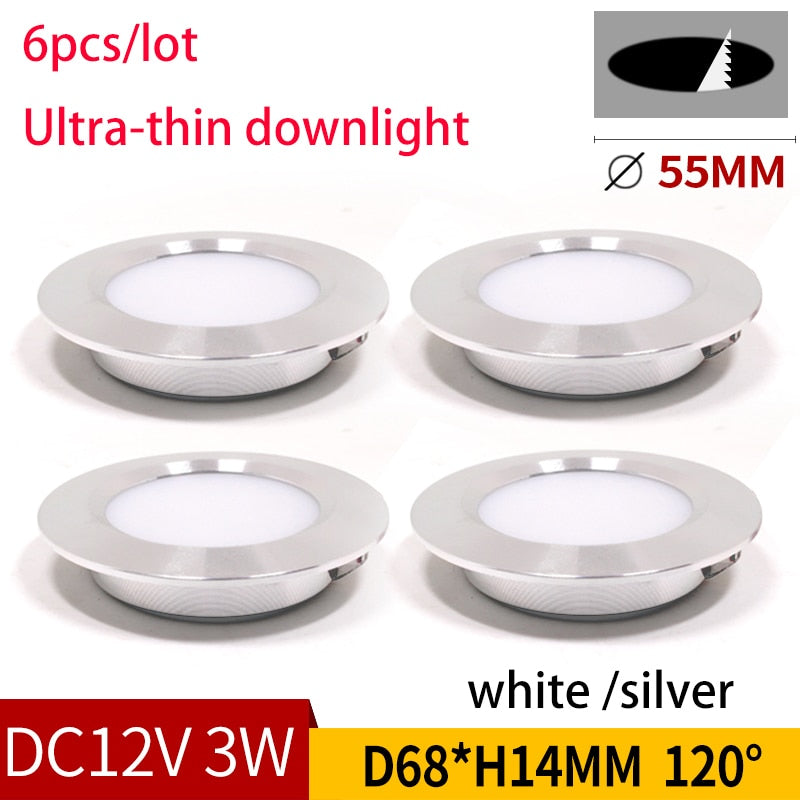 6PCS/LOT Stainless steel LED downlight Built-in outdoor house Slim mini 12V dc downlight