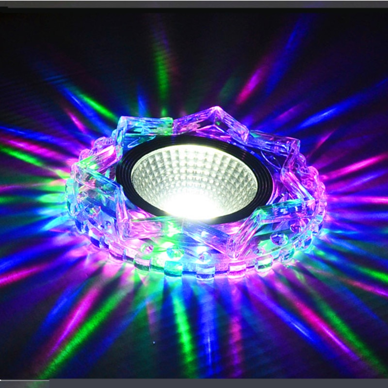 Crystal Led Downlights 5W COB Recessed Led Ceiling Lamp Embedded Dual Color LED Panel Light RGBW 110V 240V Indoor Decoration