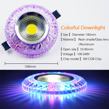 Crystal Led Downlights 5W COB Recessed Led Ceiling Lamp Embedded Dual Color LED Panel Light RGBW 110V 240V Indoor Decoration