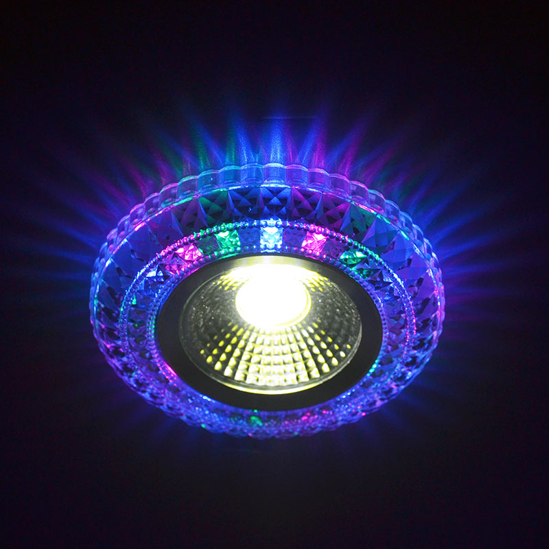 Crystal Led Downlights 5W COB Recessed Led Ceiling Lamp Embedded Dual Color LED Panel Light RGBW 110V 240V Indoor Decoration
