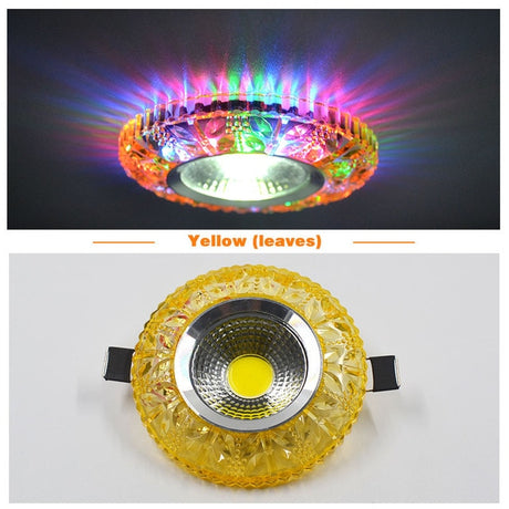 Crystal Led Downlights 5W COB Recessed Led Ceiling Lamp Embedded Dual Color LED Panel Light RGBW 110V 240V Indoor Decoration
